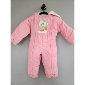 Vintage Artic Expedition 90s 12 Month Pink Hooded Toddler Snow‎ Suit DUCK ski